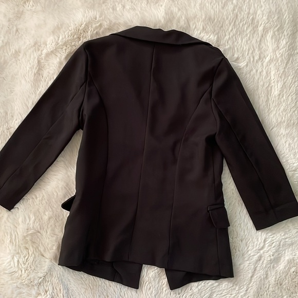 Black 3/4 sleeve button blazer - Picture 2 of 11